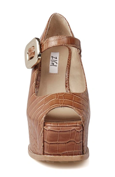 Zigi Philipah Peep Toe Platform Wedge Sandal In Cognac Cro