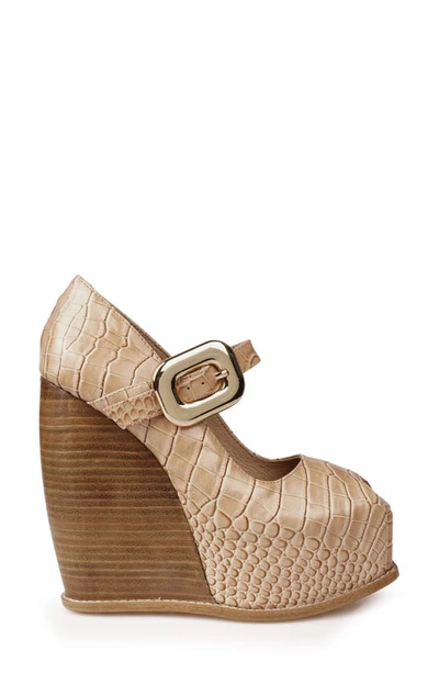 Zigi Philipah Peep Toe Platform Wedge Sandal In Nude Croc