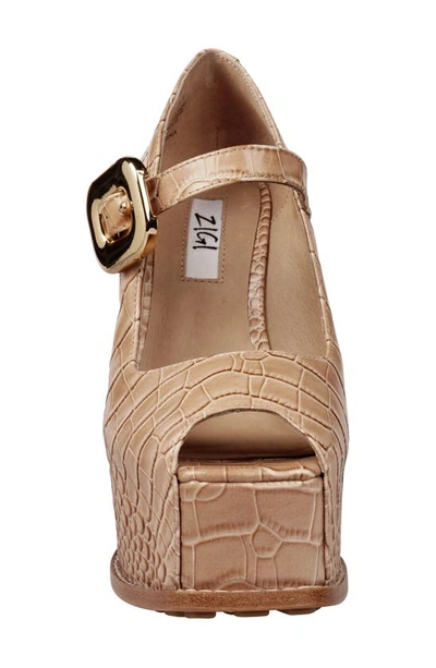 Zigi Philipah Peep Toe Platform Wedge Sandal In Nude Croc