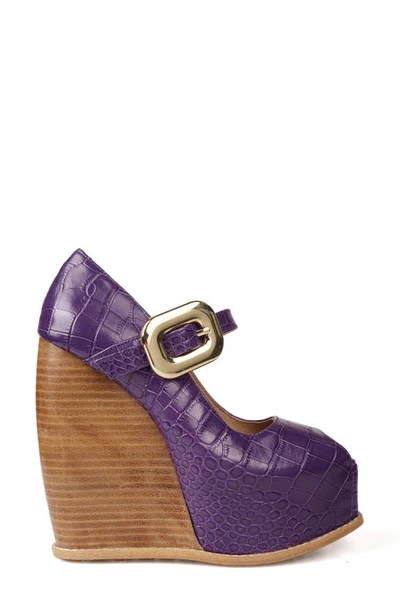 Zigi Philipah Peep Toe Platform Wedge Sandal In Purp Croc