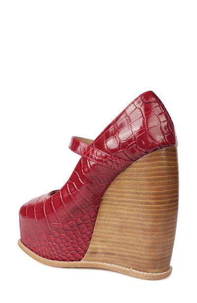 Zigi Philipah Peep Toe Platform Wedge Sandal In Red Croc L