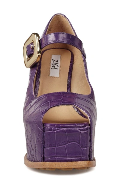 Shop Zigi Philipah Peep Toe Platform Wedge Sandal In Purp Croc