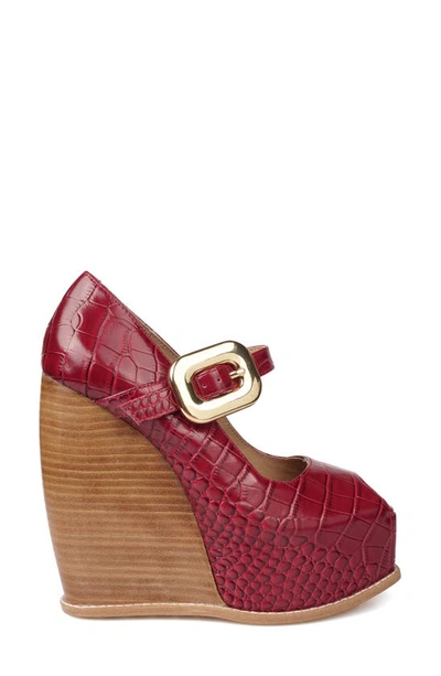 Zigi Philipah Peep Toe Platform Wedge Sandal In Red Croc L