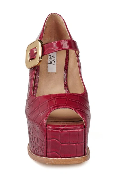 Zigi Philipah Peep Toe Platform Wedge Sandal In Red Croc L