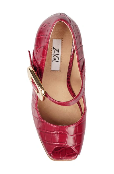 Zigi Philipah Peep Toe Platform Wedge Sandal In Red Croc L