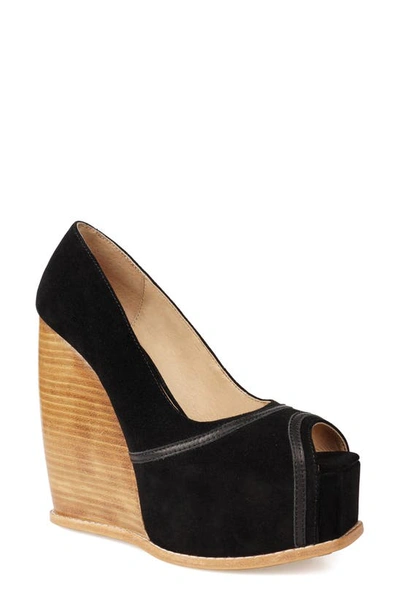 Shop Zigi Domenika Peep Toe Platform Wedge Sandal In Blk Suede