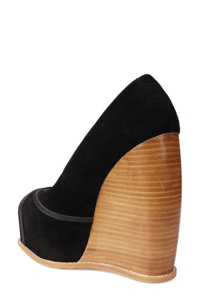 Zigi Domenika Peep Toe Platform Wedge Sandal In Blk Suede