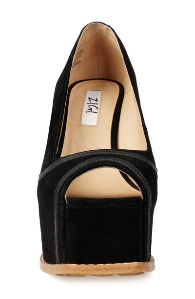 Zigi Domenika Peep Toe Platform Wedge Sandal In Blk Suede