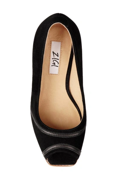 Zigi Domenika Peep Toe Platform Wedge Sandal In Blk Suede