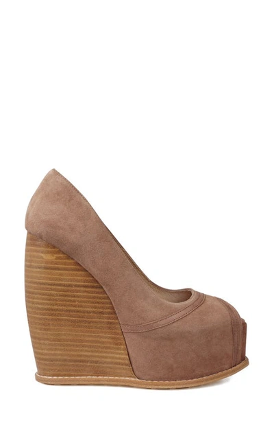 Zigi Domenika Peep Toe Platform Wedge Sandal In Taupe Sued