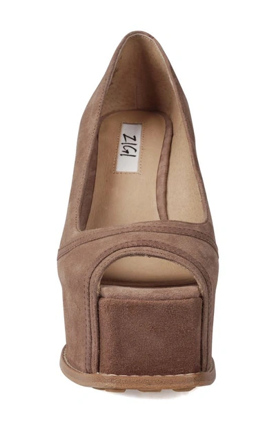 Zigi Domenika Peep Toe Platform Wedge Sandal In Taupe Sued