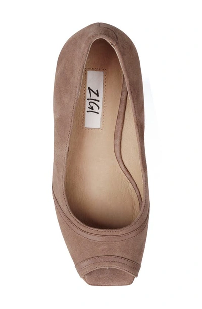 Zigi Domenika Peep Toe Platform Wedge Sandal In Taupe Sued