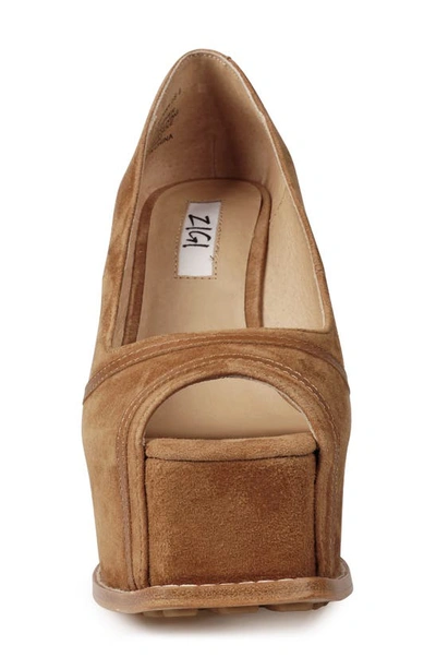 Zigi Domenika Peep Toe Platform Wedge Sandal In Tobacco Sd