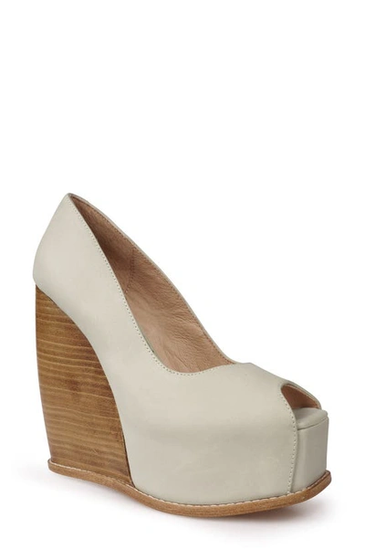 Shop Zigi Milluh Peep Toe Platform Wedge Sandal In Beige Leather