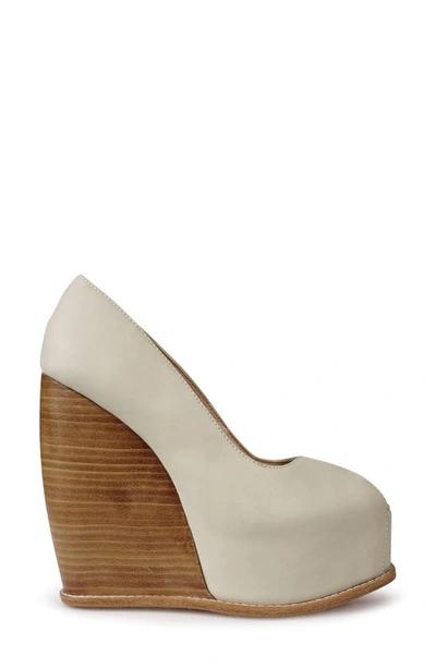 Zigi Milluh Peep Toe Platform Wedge Sandal In Beige Leather