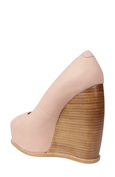 Zigi Milluh Peep Toe Platform Wedge Sandal In Blush Leather
