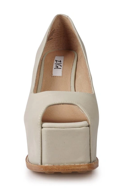 Zigi Milluh Peep Toe Platform Wedge Sandal In Beige Leather