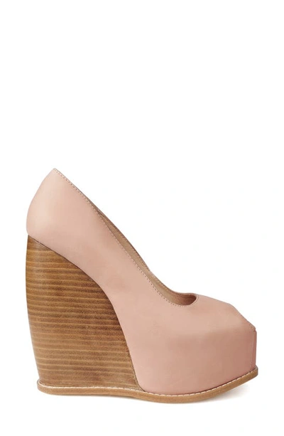 Zigi Milluh Peep Toe Platform Wedge Sandal In Blush Leather