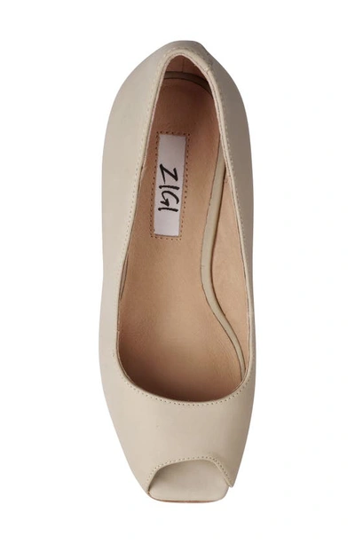 Zigi Milluh Peep Toe Platform Wedge Sandal In Beige Leather
