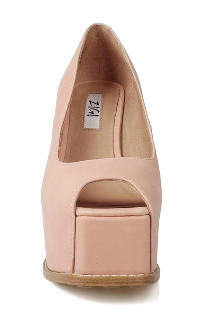 Shop Zigi Milluh Peep Toe Platform Wedge Sandal In Blush Leather