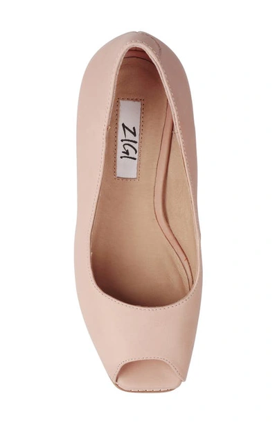 Zigi Milluh Peep Toe Platform Wedge Sandal In Blush Leather