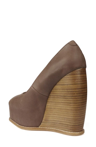 Zigi Milluh Peep Toe Platform Wedge Sandal In Brown Leather