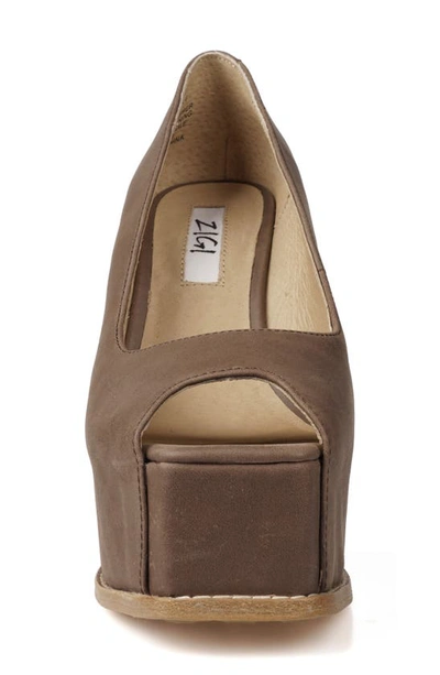 Shop Zigi Milluh Peep Toe Platform Wedge Sandal In Brown Leather