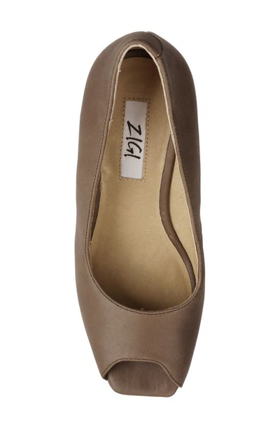 Zigi Milluh Peep Toe Platform Wedge Sandal In Brown Leather