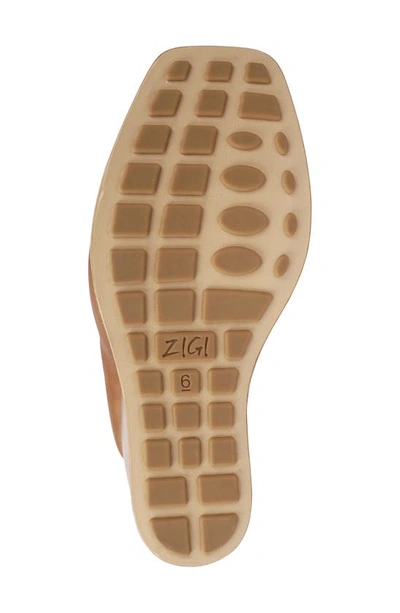 Zigi Milluh Peep Toe Platform Wedge Sandal In Dark Tan Leather