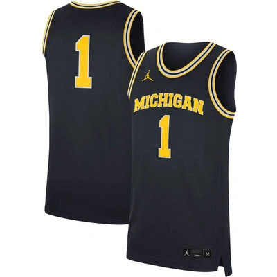 Shop Jordan Brand #1 Navy Michigan Wolverines Replica Jersey