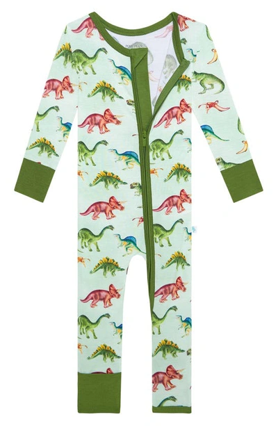 Posh Peanut Buddy Fitted Convertible Footie Pajamas In Open Green
