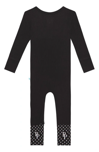 Shop Posh Peanut Solid Black Fitted Rib Convertible Footie Pajamas