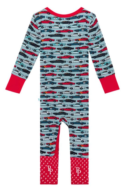 Shop Posh Peanut Miles Fitted Convertible Footie Pajamas In Open Blue