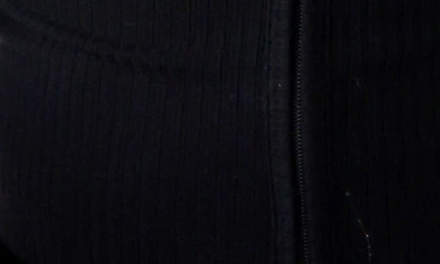 Posh Peanut Solid Black Fitted Rib Convertible Footie Pajamas In Black