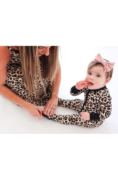 Shop Posh Peanut Lana Leopard Fitted Convertible Footie Pajamas In Light Beige