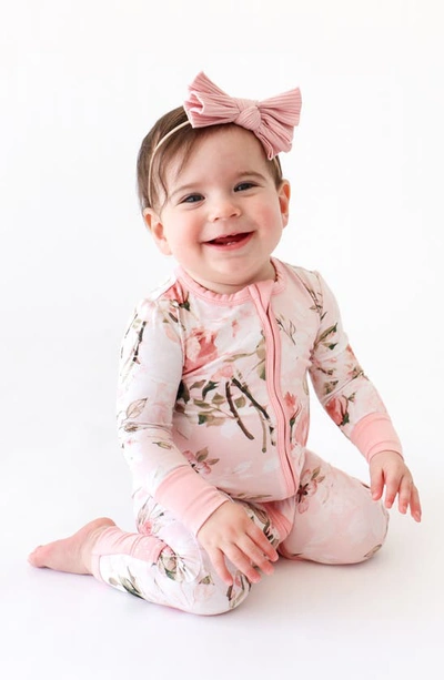 Shop Posh Peanut Vintage Pink Rose Fitted Convertible Footie Pajamas In Light/ Pastel Pink