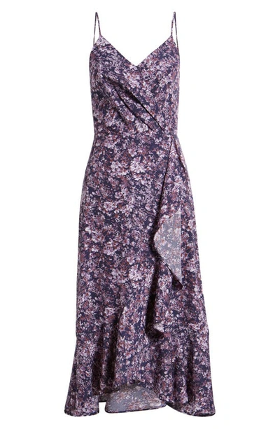 Shop Chelsea28 Faux Wrap Floral Midi Dress In Blue- Purple Tara Print