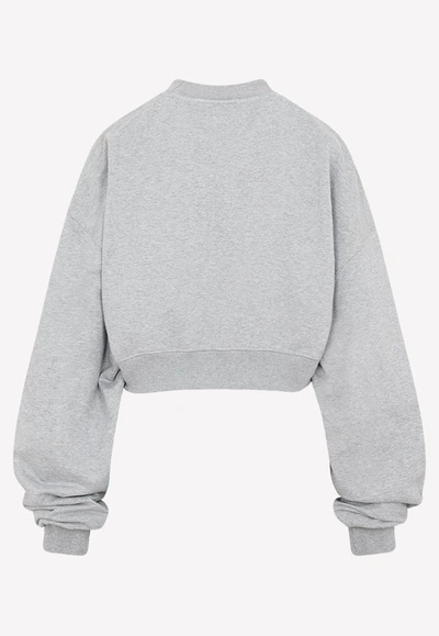 Shop Off-white Cropped Crewneck Sweatshirt In Gray