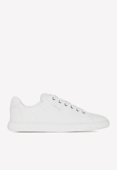 Shop Jimmy Choo Diamond Nappa Leather Low-top Sneakers In White