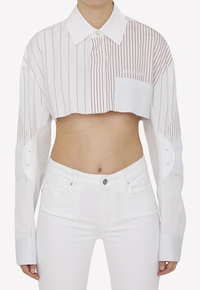 Shop Off-white Cropped Motorcycle Stripe Shirt In White