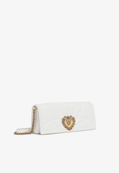Dolce & Gabbana Quilted Nappa Leather Devotion Baguette Bag In White