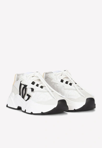 Dolce & Gabbana Woman Multicolor Fabric And Leather Daymaster Sneakers In White