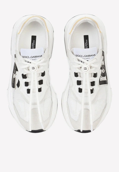 Dolce & Gabbana Woman Multicolor Fabric And Leather Daymaster Sneakers In White