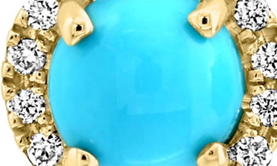 Effy 14k Yellow Gold Turquoise & Diamond Halo Stud Earrings In Blue