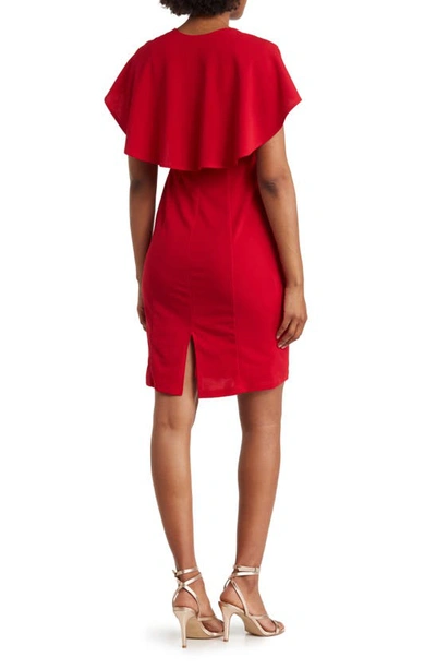 Shop Marina Capelet Sleeve Dress In Red