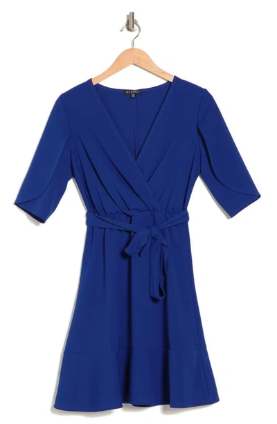 Shop Marina Tulip Sleeve Scuba Dress In Cobalt