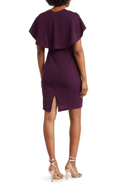 Marina Capelet Sleeve Dress In Plum