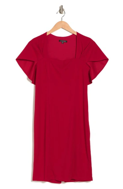 Shop Marina Capelet Sleeve Dress In Red