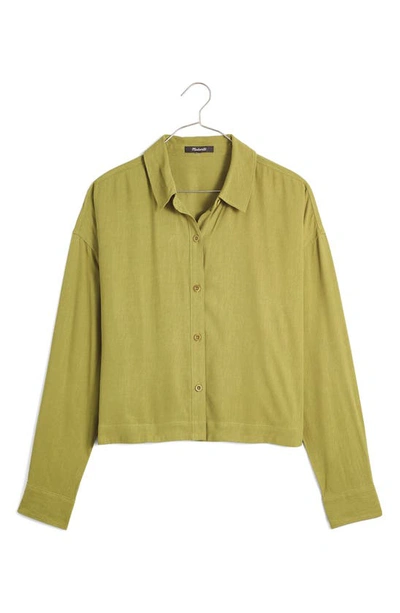 Shop Madewell Lusterweave Hartfield Crop Shirt In Classic Olive