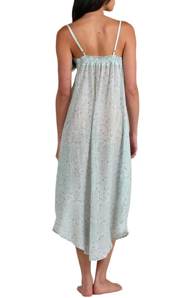 Shop Papinelle Cheri Blossom Lace Trim Cotton & Silk Nightgown In Sage